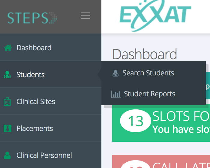 Student Reports for Admins Exxat STEPS PT Exxat Help Center